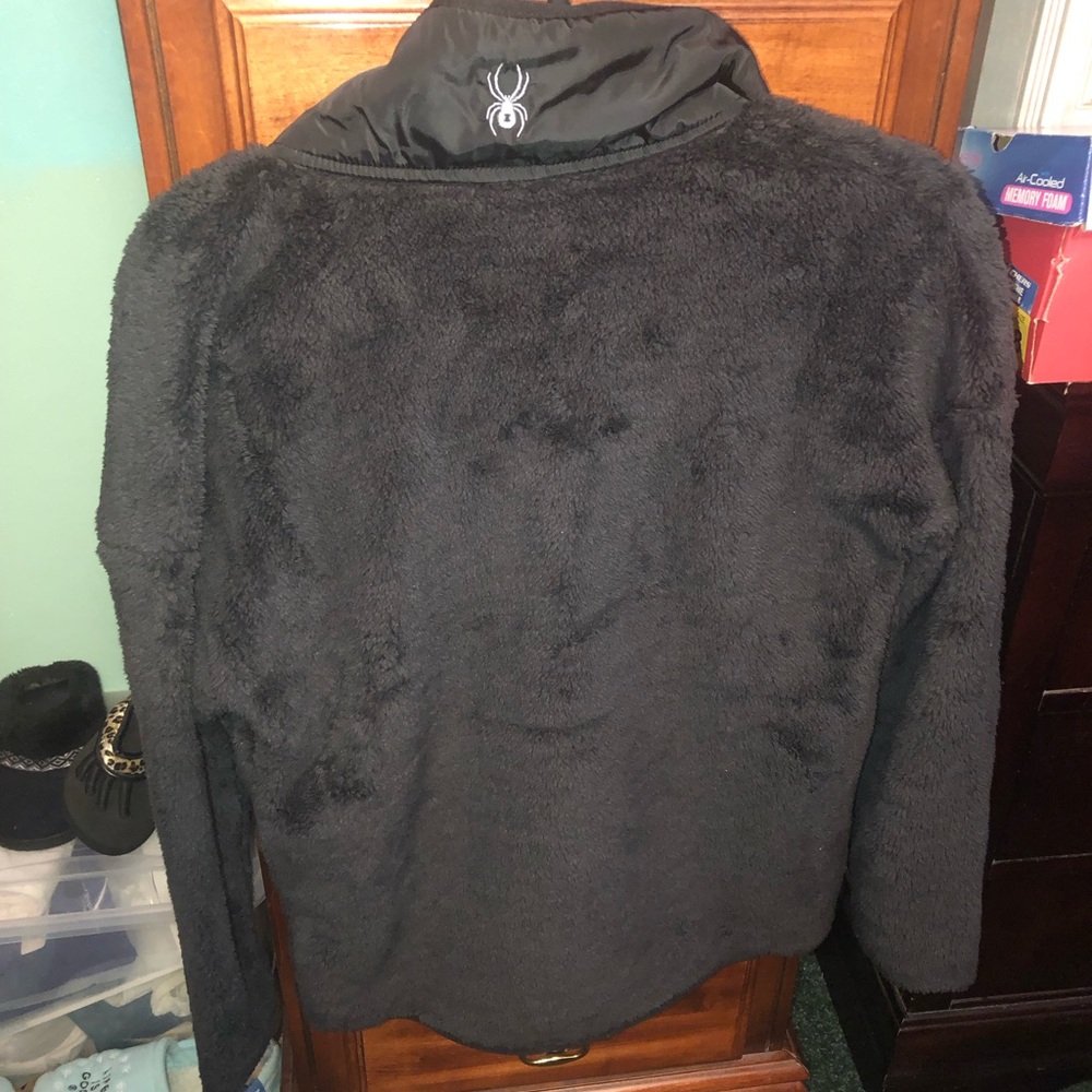 NWT Spyder Black Snap Button Pullover Jacket Quarter Snap Neckline Stand Collar - Picture 2 of 8